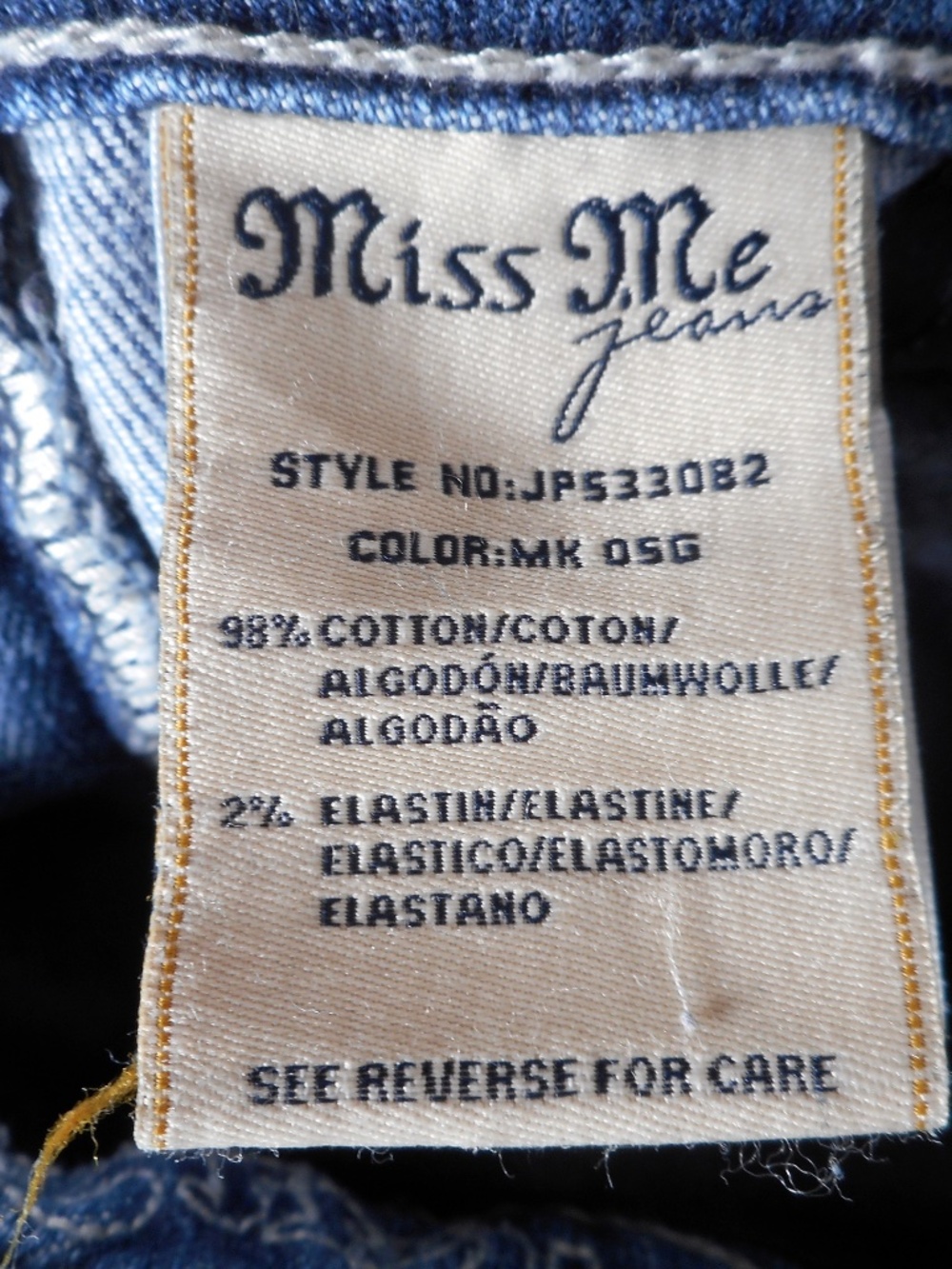 Miss Me Jeans Boot Cut Blue Denim 29 JP5330B2 Bejewel Wings Flap Distress 29x34 - Picture 6 of 15